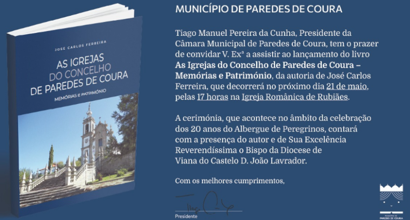 Bispo de Viana do Castelo associa-se à apresentação do livro “As igrejas do concelho de Paredes de Coura” e à Caminhada de Peregrinação até ao Albergue de Rubiães